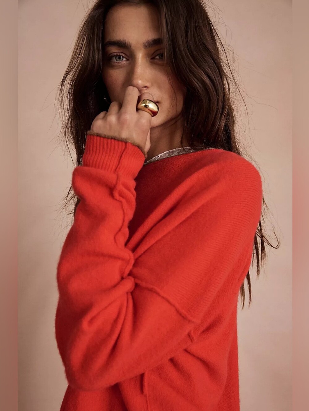 🪷NWT Free People See Me SoftSpun Pullover In High Risk Red Combo, XL 🌙 - Picture 9 of 16